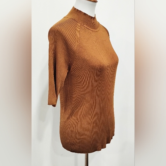 RIBBED KNIT TAHARI MOCK TURTLE - Picture 6 of 7